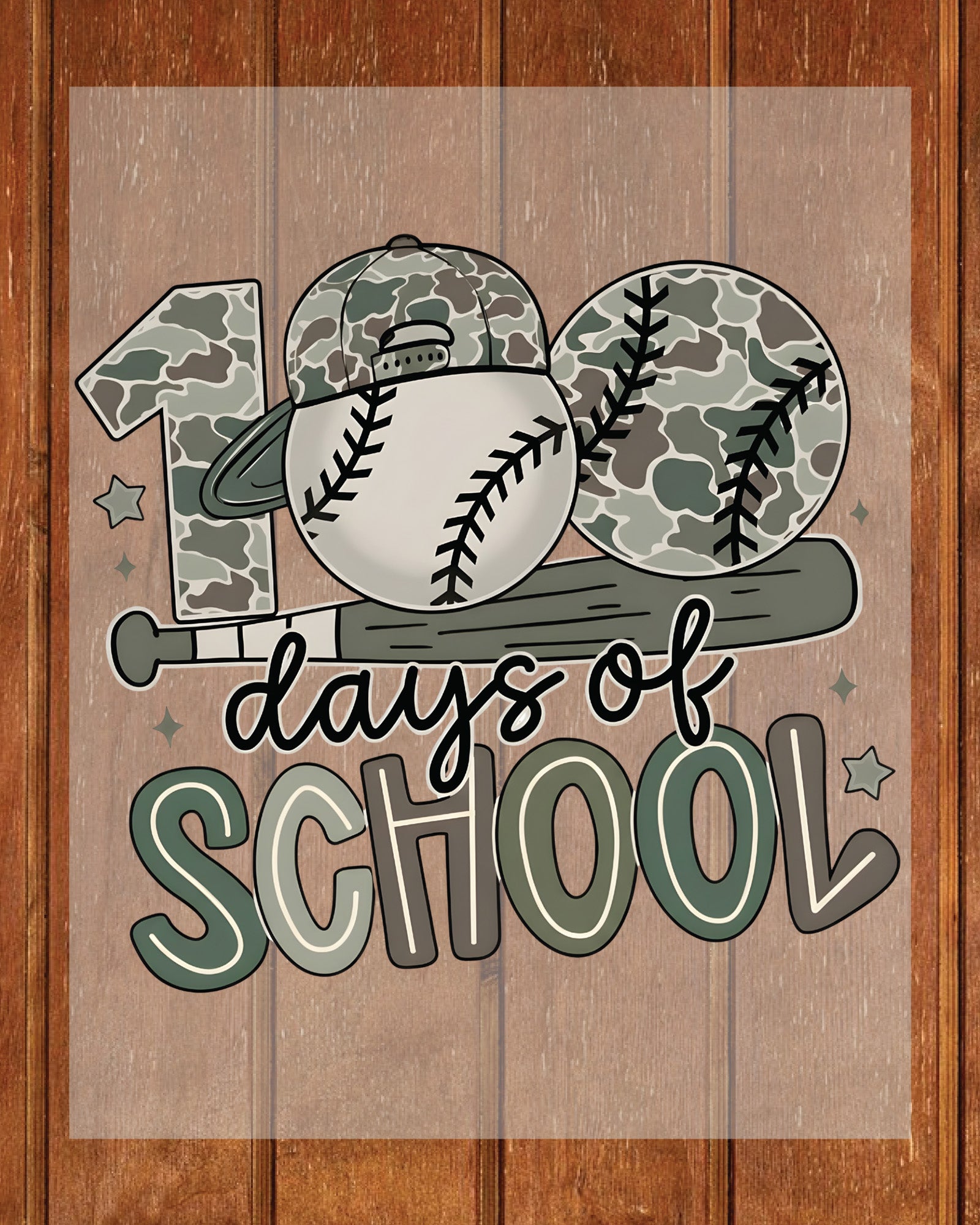 100 Days Of School Baseball DTF Transfer Ready to Press Preppy 100th Heat Application UV Sticker Prints Sports DIY Student Shirt Decal Graphic