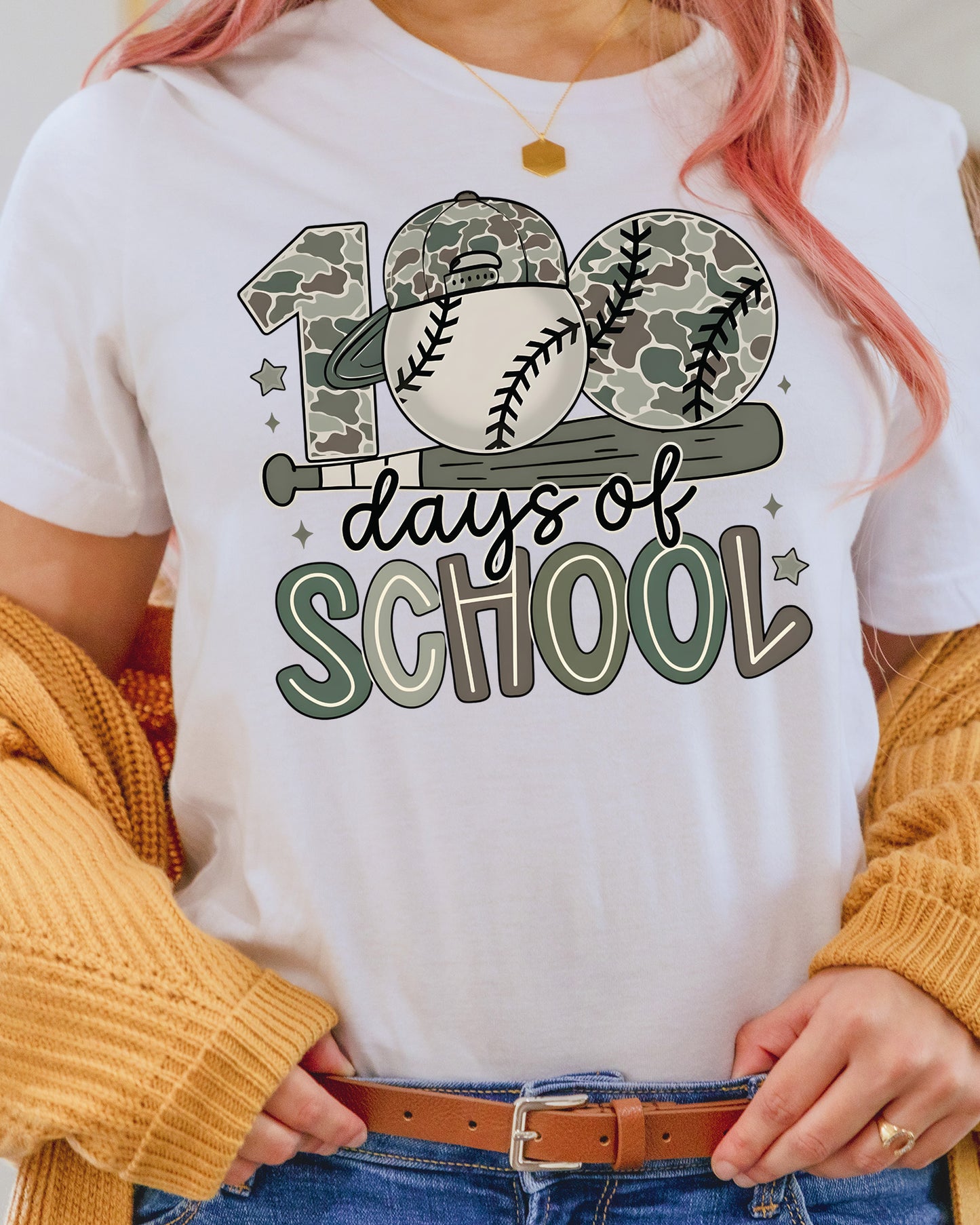 100 Days Of School Baseball DTF Transfer Ready to Press Preppy 100th Heat Application UV Sticker Prints Sports DIY Student Shirt Decal Graphic