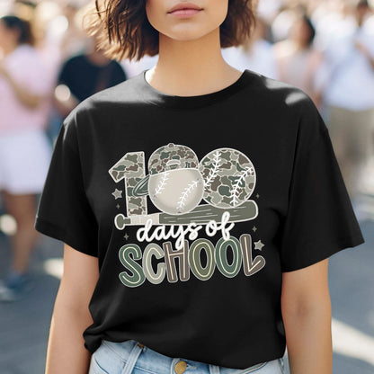 100 Days of School Baseball T Shirt Sport Lover Game Day 100 Days of School Shirt for Kids Boys Girls Women Men