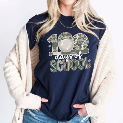 100 Days of School Baseball T Shirt Sport Lover Game Day 100 Days of School Shirt for Kids Boys Girls Women Men