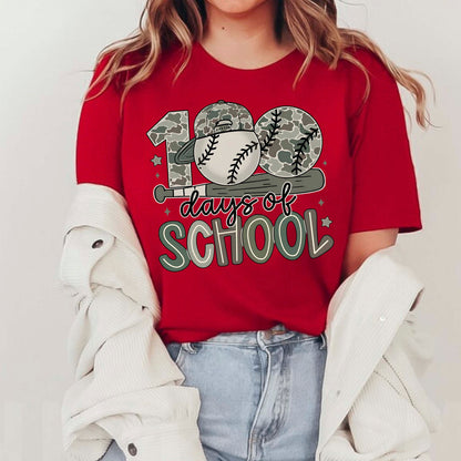 100 Days of School Baseball T Shirt Sport Lover Game Day 100 Days of School Shirt for Kids Boys Girls Women Men