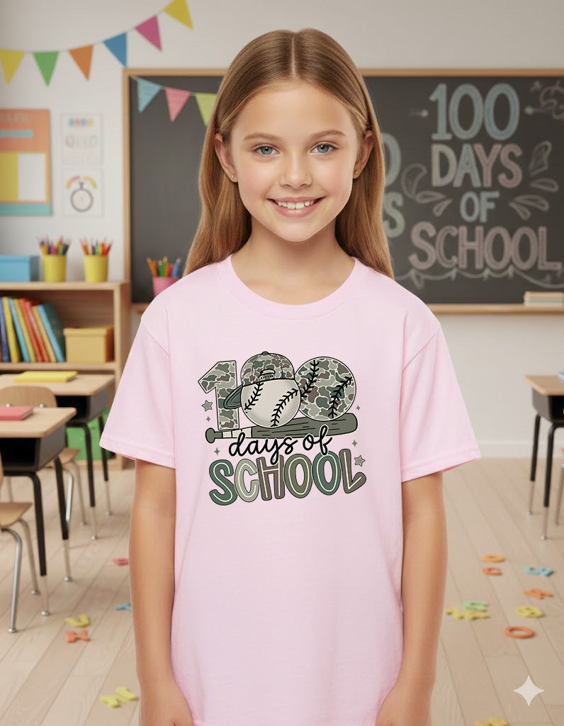 100 Days of School Baseball T Shirt Sport Lover Game Day 100 Days of School Shirt for Kids Boys Girls Women Men