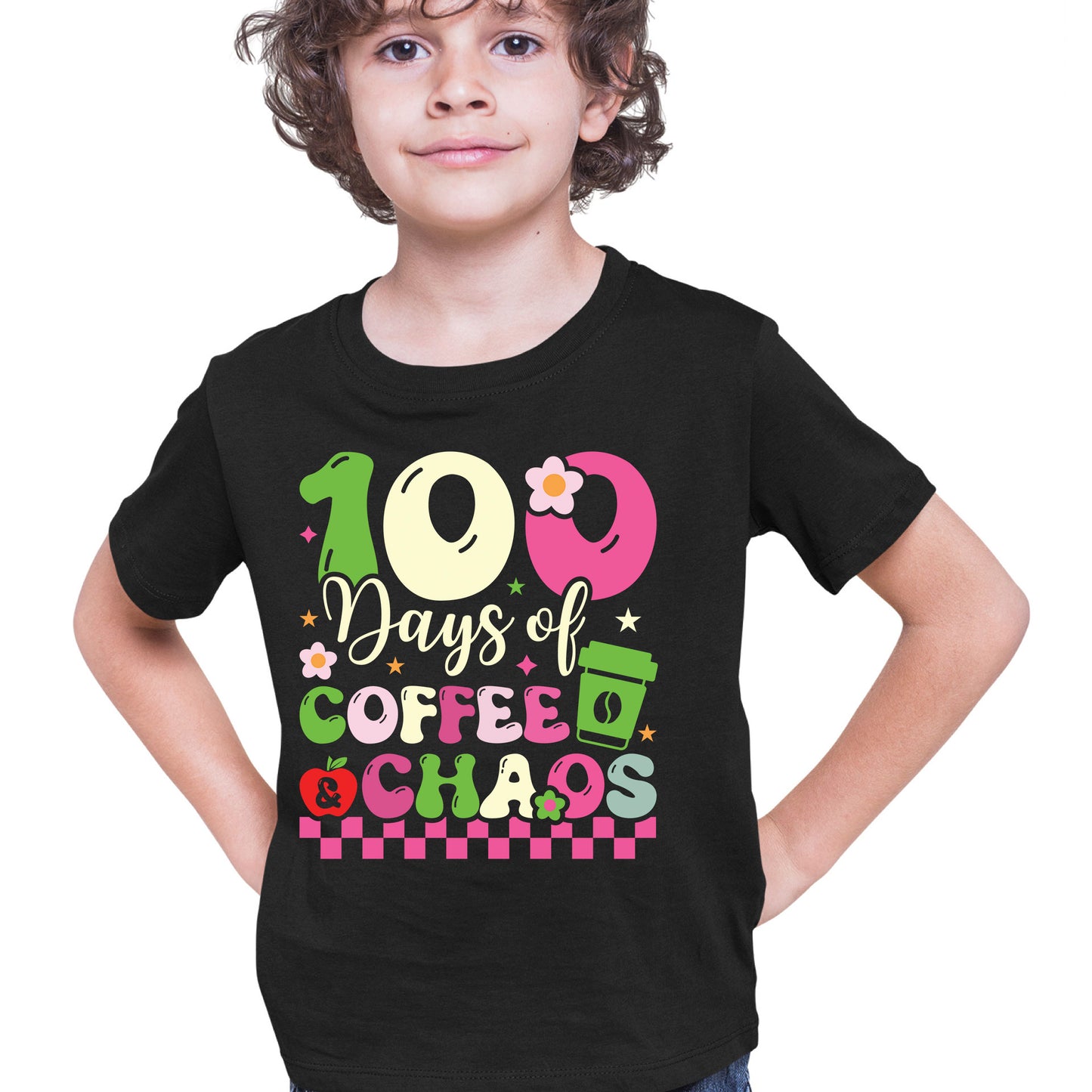 100 Days of School Coffee DTF Transfer, Ready to Press Heat Transfer for Shirts, Fun 100 Days of School Coffee Design, UV Sticker