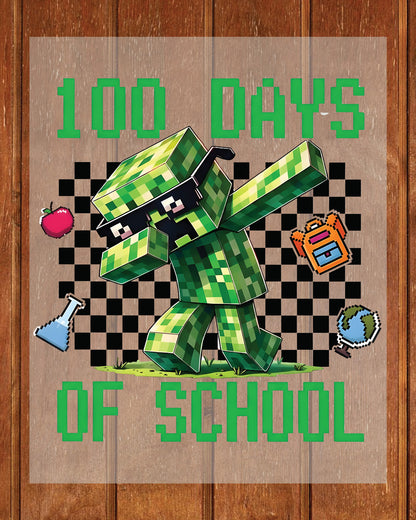 100 Days Of School Complete Gamer Video Games Boys DTF Transfer Ready to Press Happy 100th Heat Application UV Sticker Prints Gaming DIY Decal