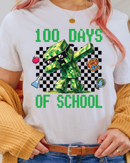 100 Days Of School Complete Gamer Video Games Boys DTF Transfer Ready to Press Happy 100th Heat Application UV Sticker Prints Gaming DIY Decal