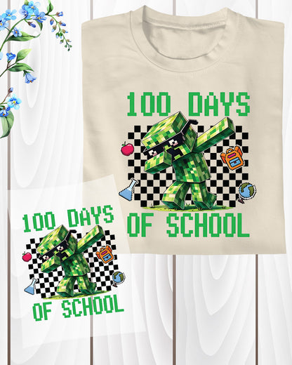 100 Days Of School Complete Gamer Video Games Boys DTF Transfer Ready to Press Happy 100th Heat Application UV Sticker Prints Gaming DIY Decal