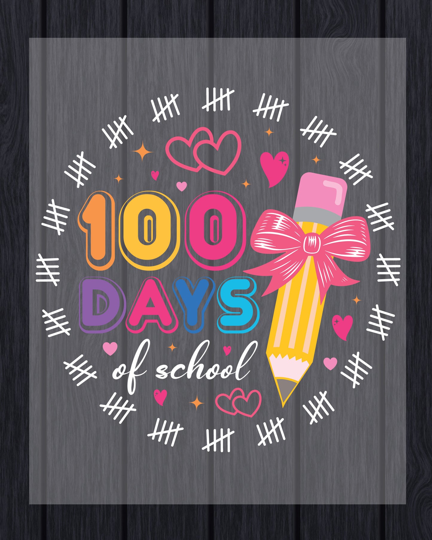 100 Days of School Coquette Bow DTF Transfer, Ready to Press Heat Transfer for Shirts, Fun 100 Days of School Design, UV Sticker