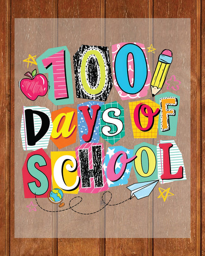 100 Days Of School Coquette DTF Transfer Ready to Press Preppy 100th Heat Application UV Sticker Prints Aesthetic Bow DIY Student Shirt Decal