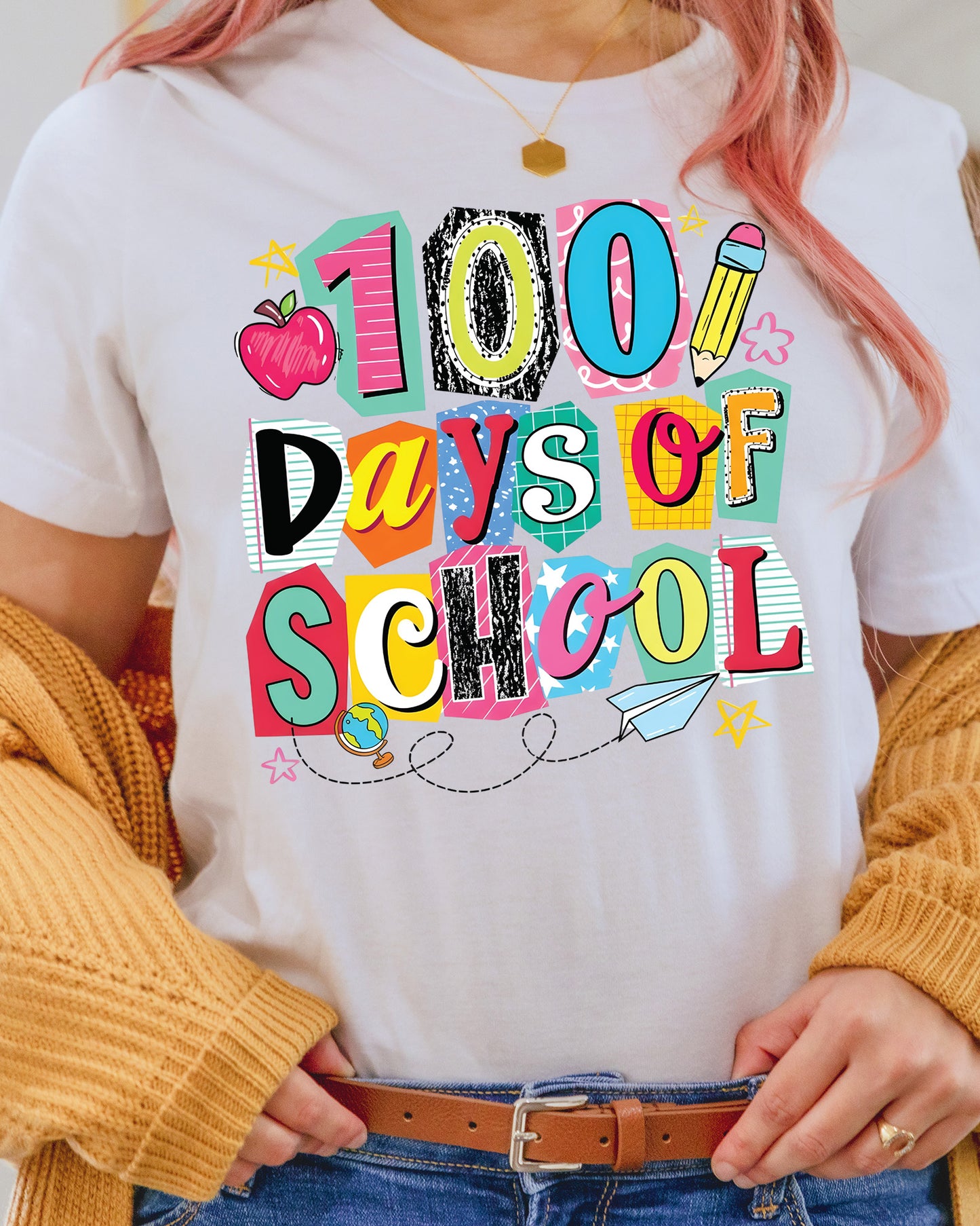 100 Days Of School Coquette DTF Transfer Ready to Press Preppy 100th Heat Application UV Sticker Prints Aesthetic Bow DIY Student Shirt Decal