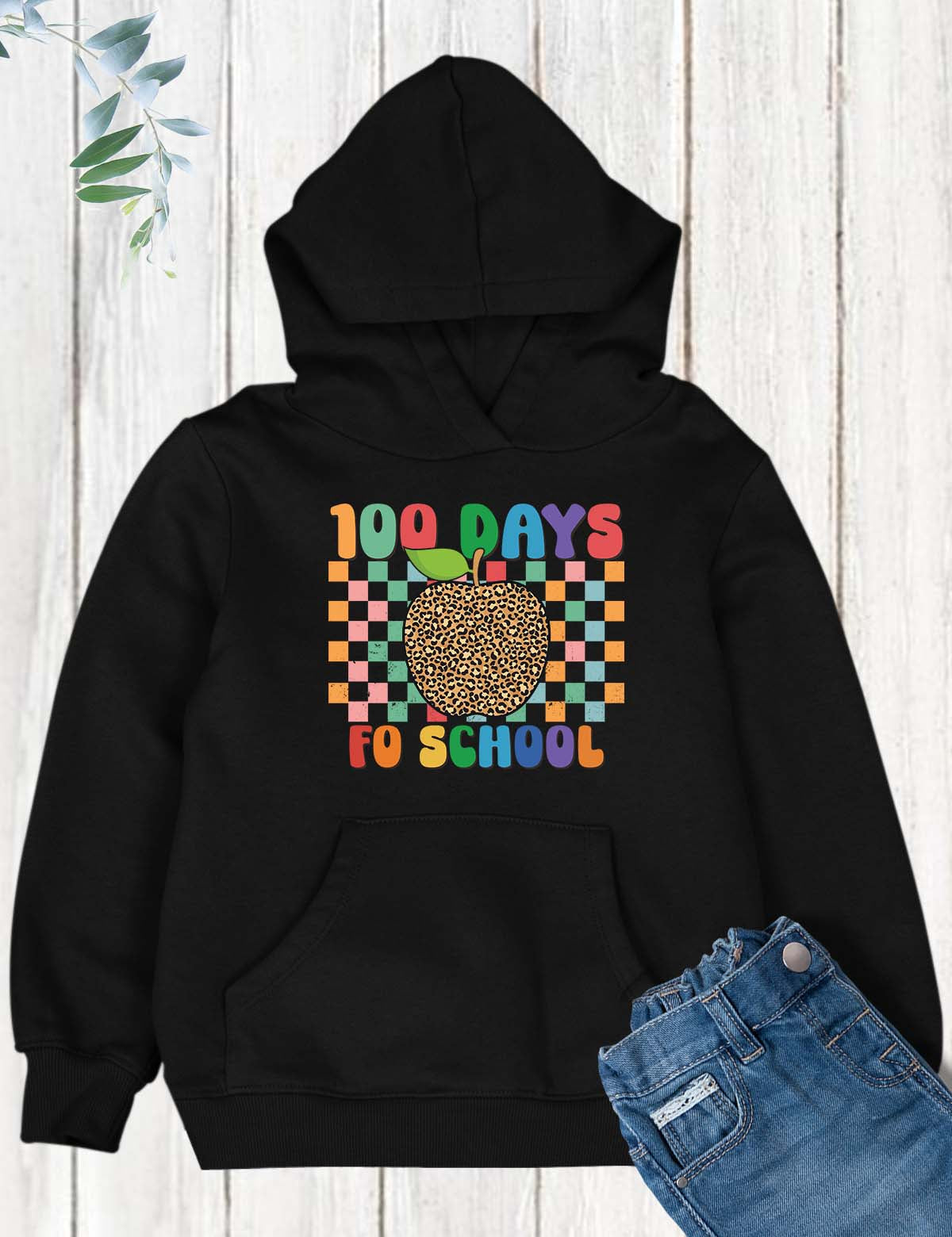 100 Days of School Design Apple Leopard DTF Transfer, Ready to Press Heat Transfer for Shirts, Fun 100 Days of School Kids Design, UV Sticker