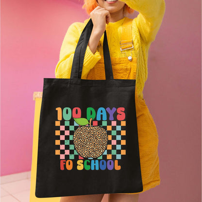 100 Days of School Design Apple Leopard DTF Transfer, Ready to Press Heat Transfer for Shirts, Fun 100 Days of School Kids Design, UV Sticker