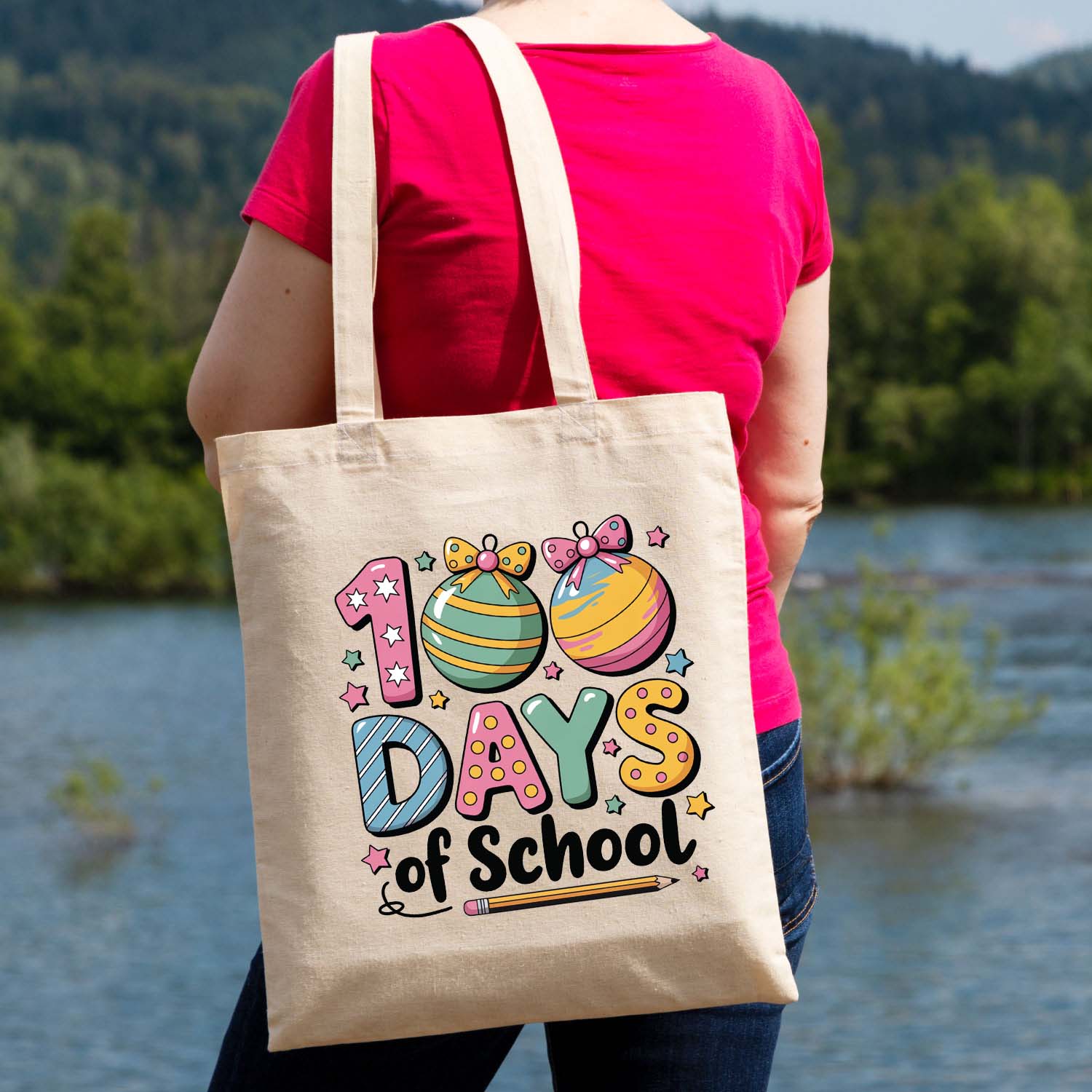 100 Days of School Design DTF Transfer, Ready to Press Heat Transfer for Shirts, Fun 100 Days of School Design, UV Sticker