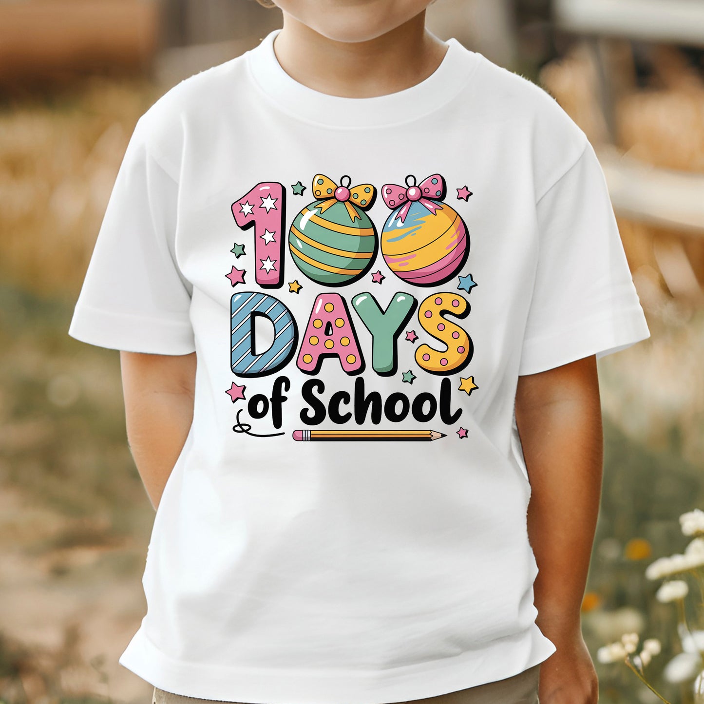 100 Days of School Design DTF Transfer, Ready to Press Heat Transfer for Shirts, Fun 100 Days of School Design, UV Sticker