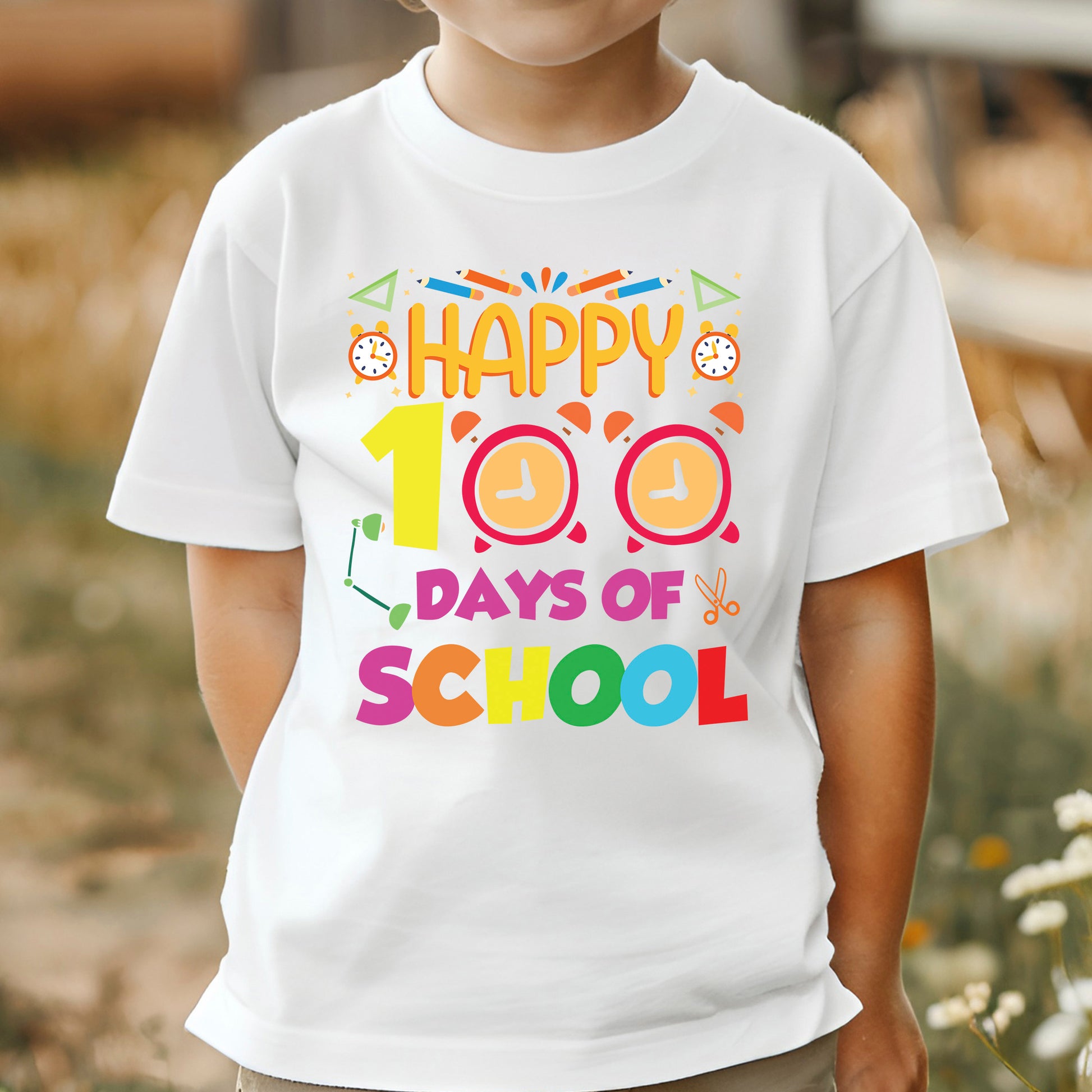 100 Days of School Design DTF Transfer, Ready to Press Heat Transfer for Shirts, Fun 100 Days of School Design, UV Sticker