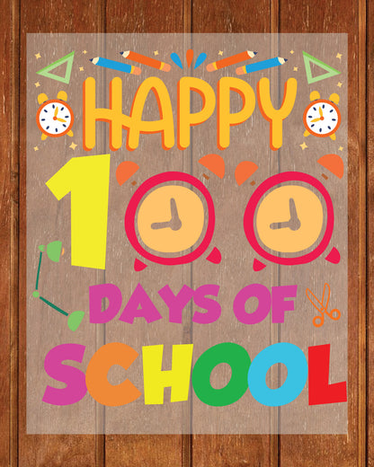 100 Days of School Design DTF Transfer, Ready to Press Heat Transfer for Shirts, Fun 100 Days of School Design, UV Sticker