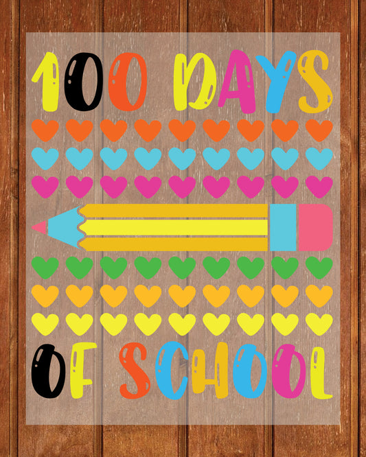 100 Days of School Design DTF Transfer, Ready to Press Heat Transfer for Shirts, Fun 100 Days of School Design, UV Sticker