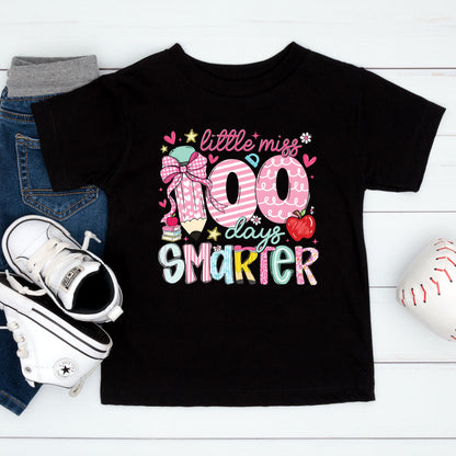 100 Days of School T Shirt Little Miss Smarter Shirt for Kids Girls Boys Women Men Classroom Celebration Tee
