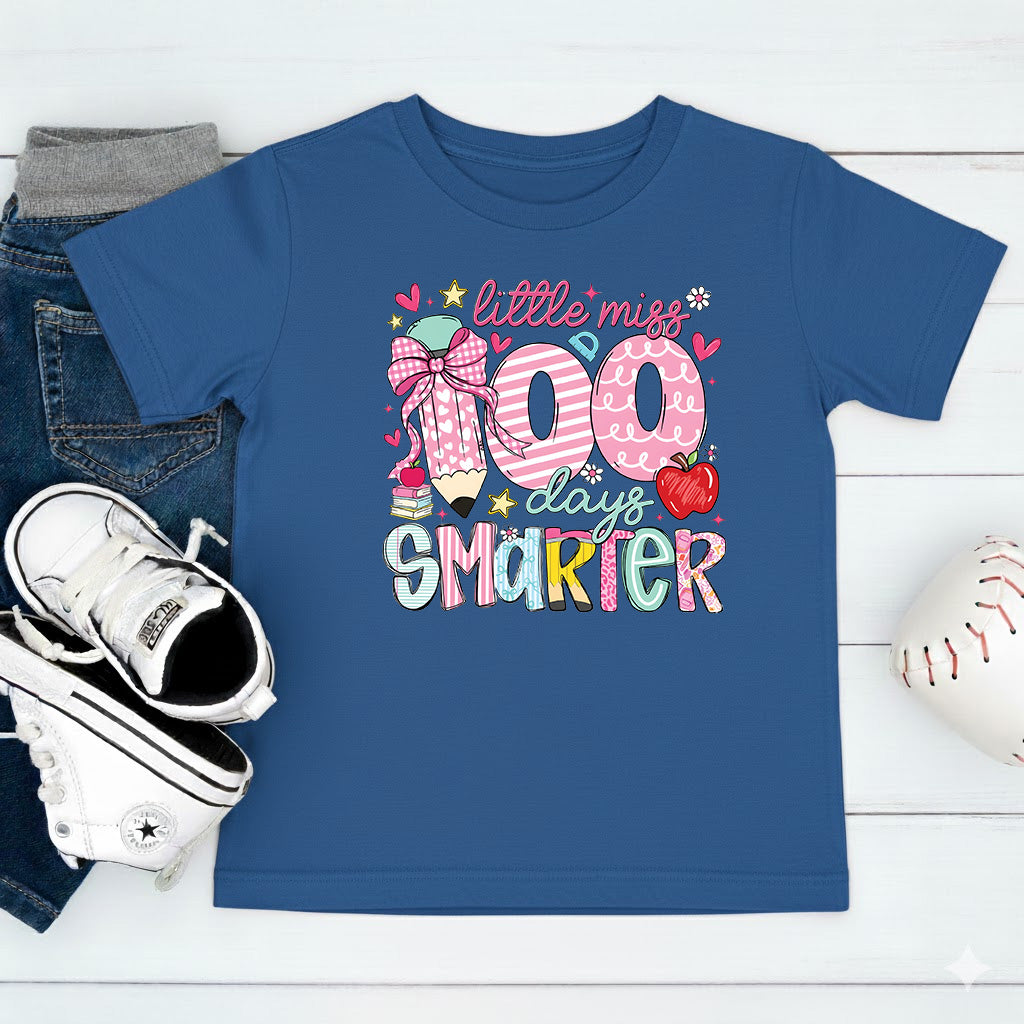 100 Days of School T Shirt Little Miss Smarter Shirt for Kids Girls Boys Women Men Classroom Celebration Tee