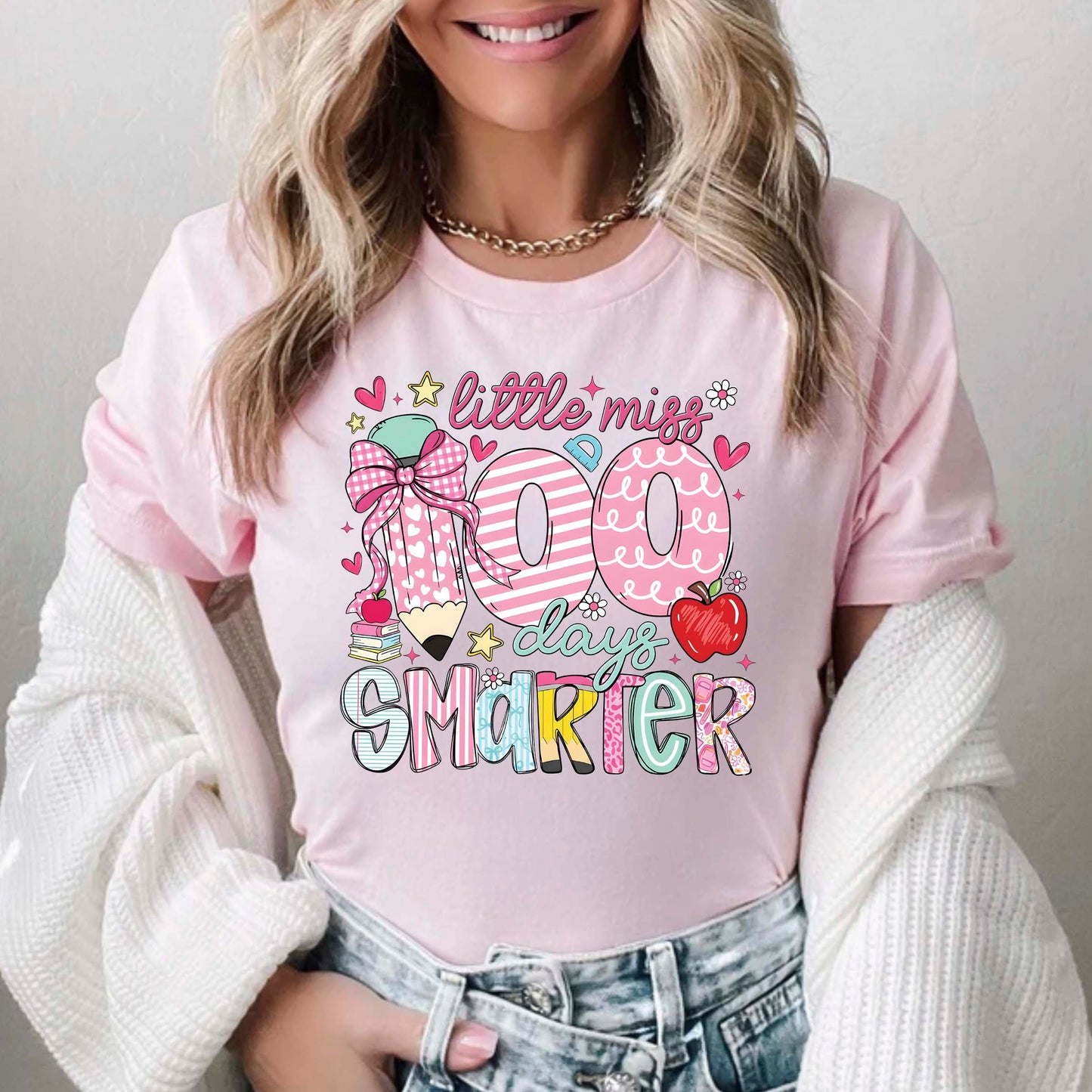 100 Days of School T Shirt Little Miss Smarter Shirt for Kids Girls Boys Women Men Classroom Celebration Tee