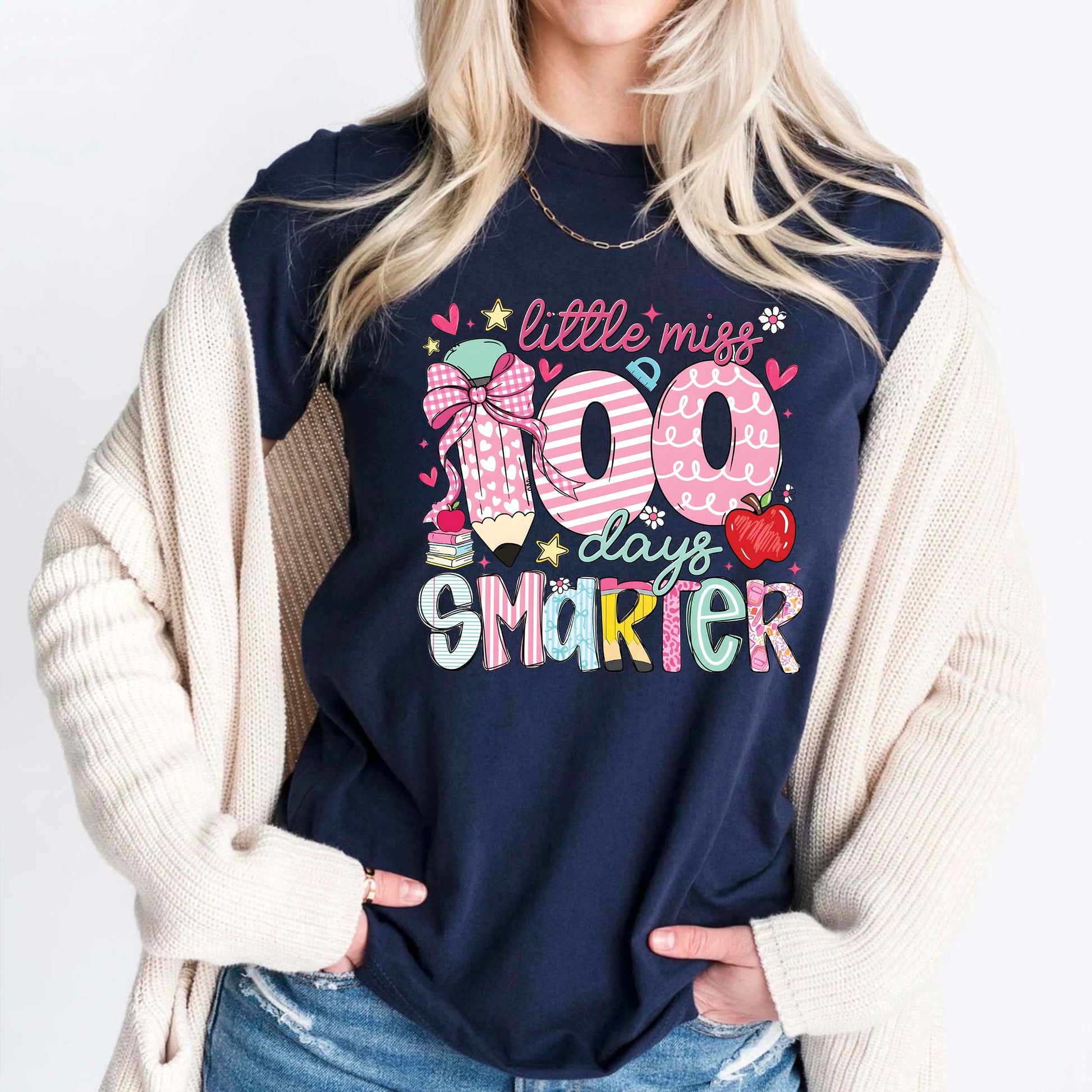100 Days of School T Shirt Little Miss Smarter Shirt for Kids Girls Boys Women Men Classroom Celebration Tee