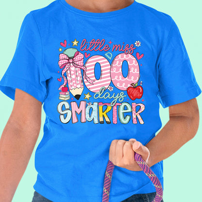 100 Days of School T Shirt Little Miss Smarter Shirt for Kids Girls Boys Women Men Classroom Celebration Tee