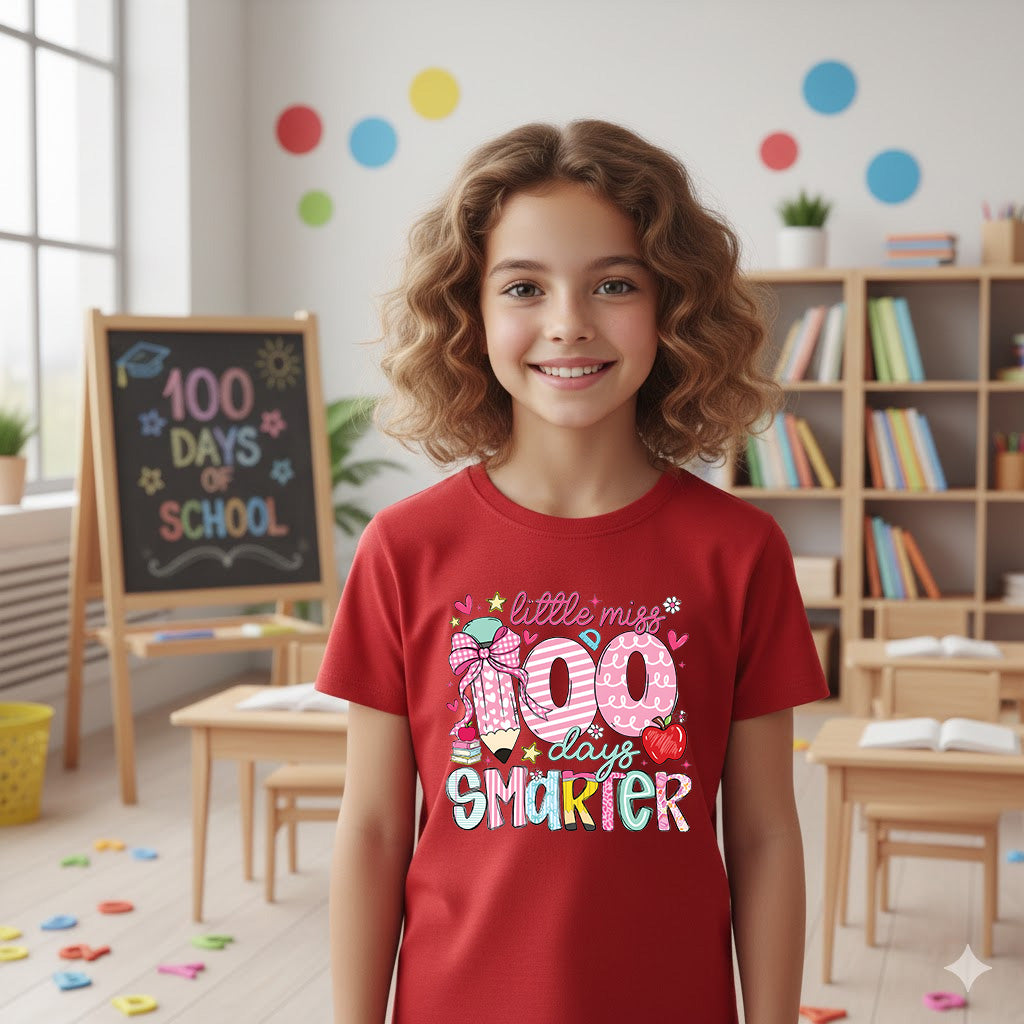 100 Days of School T Shirt Little Miss Smarter Shirt for Kids Girls Boys Women Men Classroom Celebration Tee