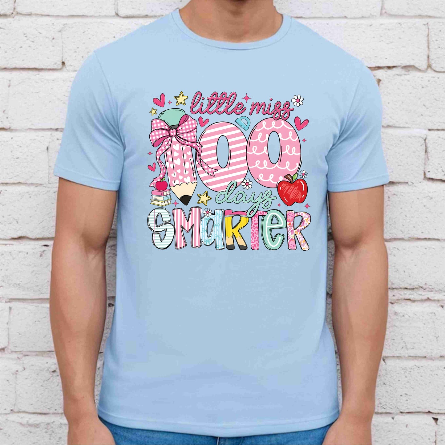 100 Days Of School DTF Transfer Ready to Press Little Miss Smarter Heat Application Theme UV Sticker Prints Student DIY Iron On Shirt Decal