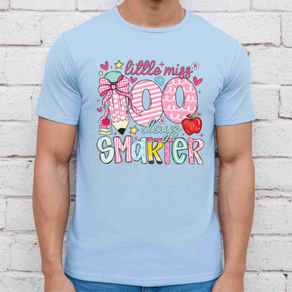 100 Days Of School DTF Transfer Ready to Press Little Miss Smarter Heat Application Theme UV Sticker Prints Student DIY Iron On Shirt Decal