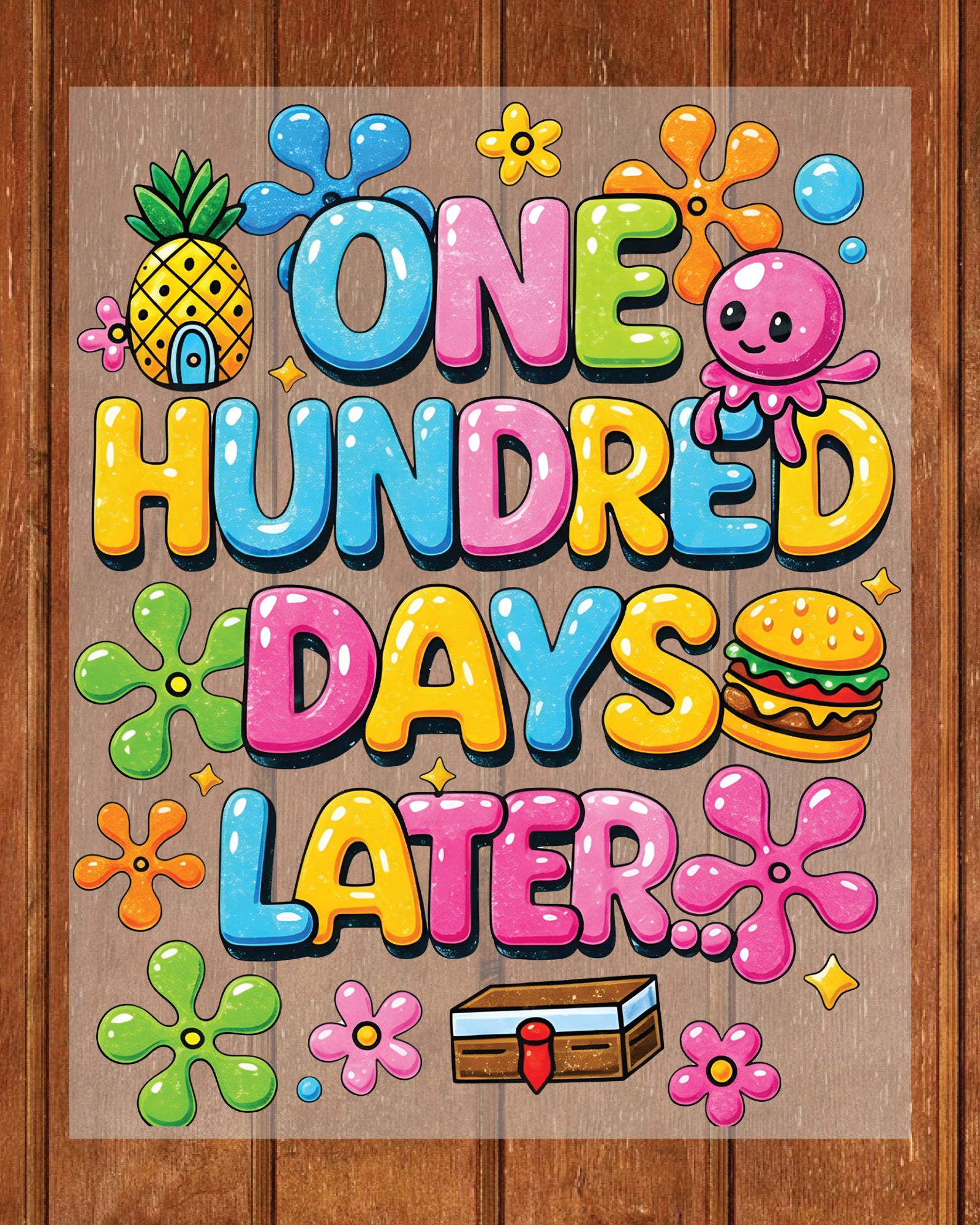 100 Days Of School DTF Transfer Ready to Press One Hundred Later Heat Application Theme UV Sticker Prints Student DIY Shirt Decal Iron On Art