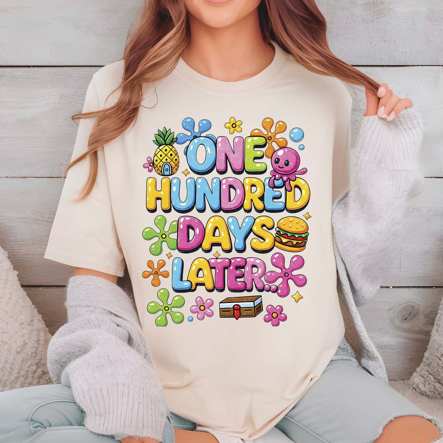 100 Days of School T Shirt One Hundred Later Shirt for Kids Girls Boys Women Men Classroom Celebration Tee