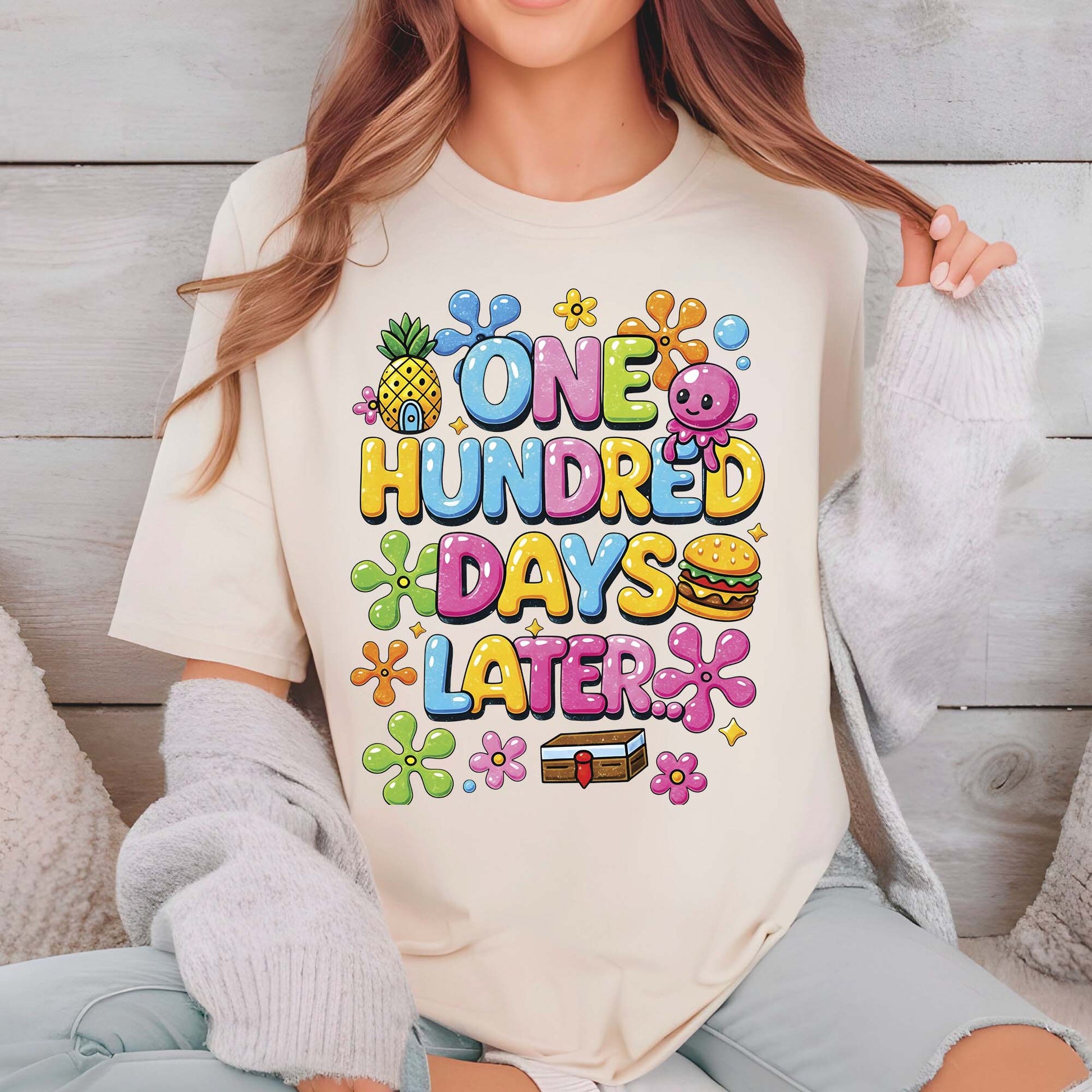 100 Days of School T Shirt One Hundred Later Shirt for Kids Girls Boys Women Men Classroom Celebration Tee