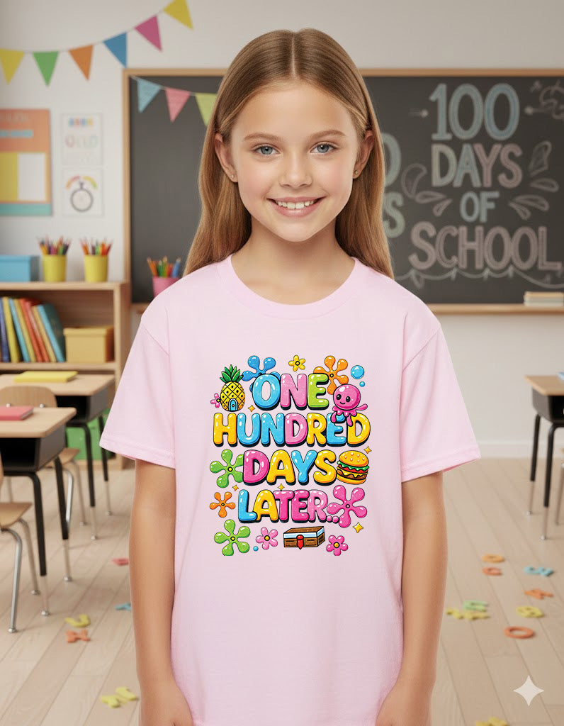 100 Days of School T Shirt One Hundred Later Shirt for Kids Girls Boys Women Men Classroom Celebration Tee