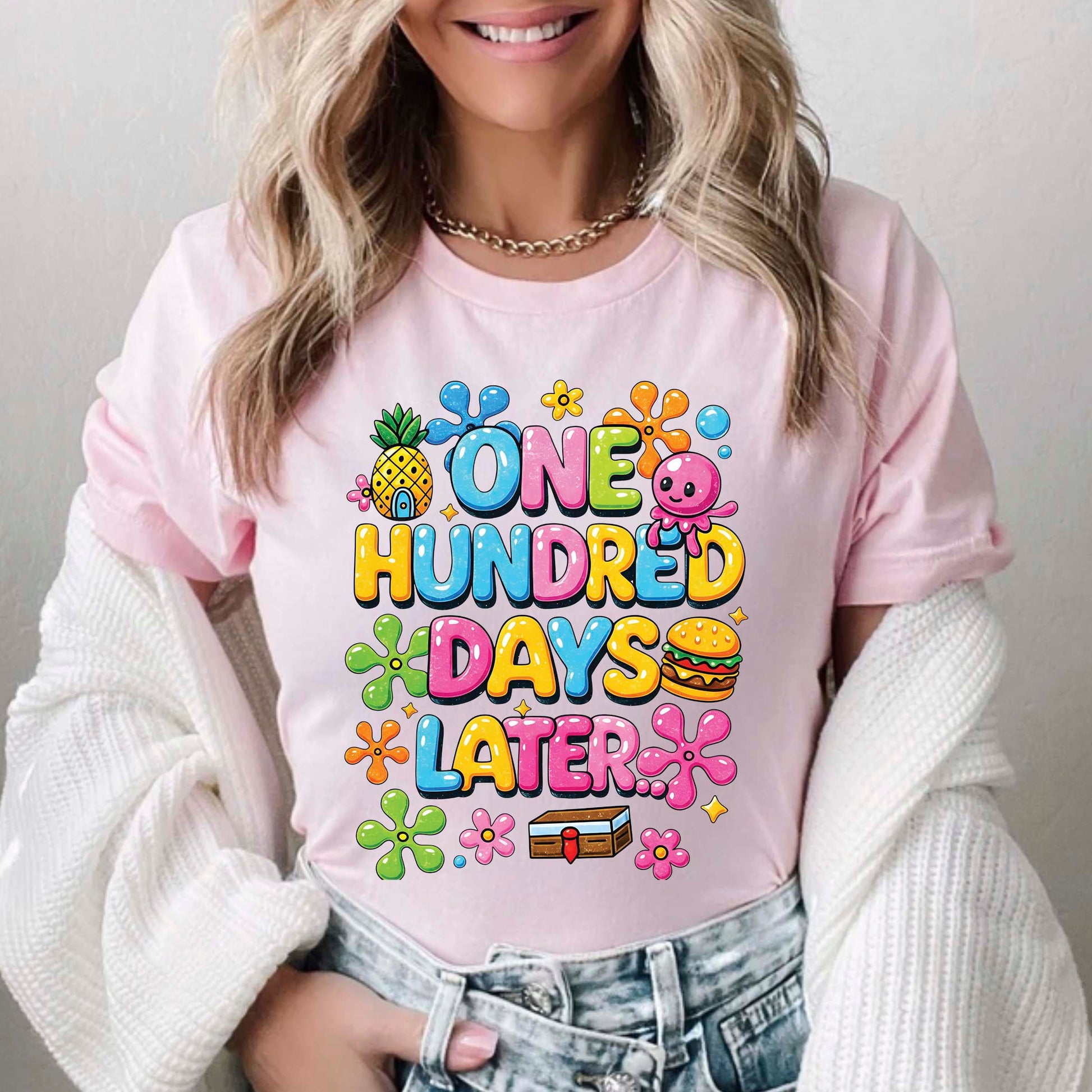 100 Days of School T Shirt One Hundred Later Shirt for Kids Girls Boys Women Men Classroom Celebration Tee