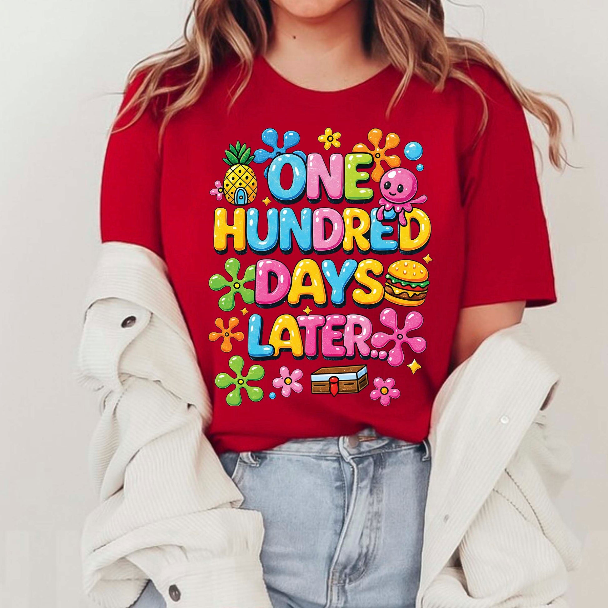 100 Days of School T Shirt One Hundred Later Shirt for Kids Girls Boys Women Men Classroom Celebration Tee