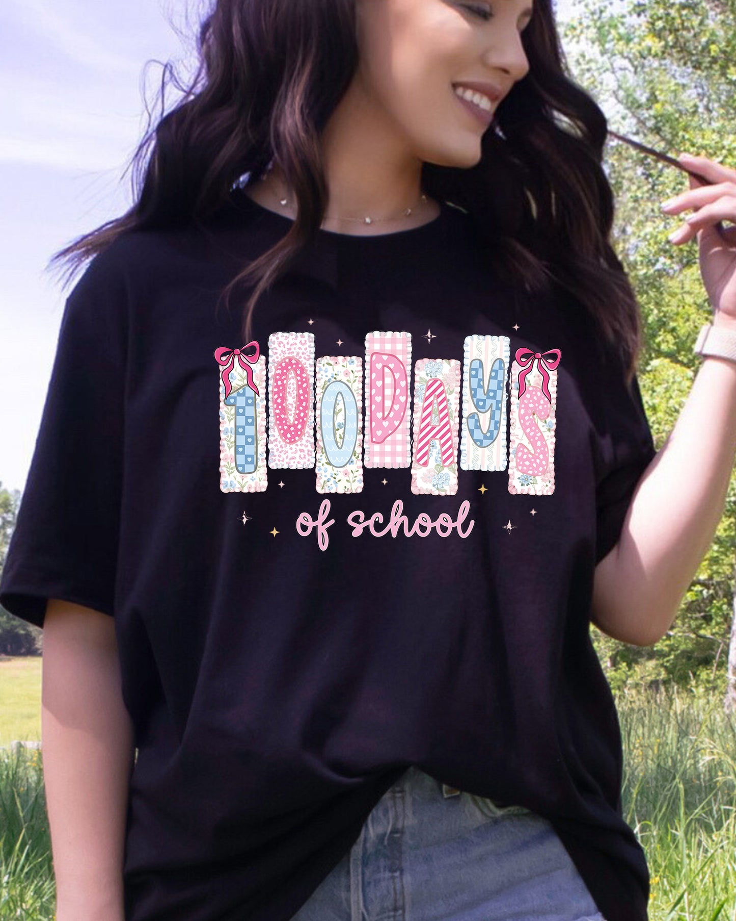 100 Days Of School DTF Transfer Ready to Press Preppy Teacher Coquette Heat Application Theme UV Sticker Prints Aesthetic DIY Shirt Decal Art