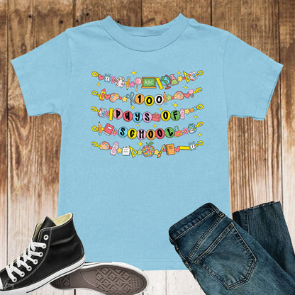 100 Days Of School DTF Transfer Ready to Press Retro Heat Application Theme UV Sticker Prints Vintage Student DIY Shirt Decal Iron On Graphic