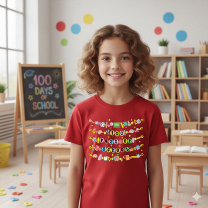 100 Days of School T Shirt Vintage Student Teacher Shirt for Kids Girls Boys Women Men Classroom Learning Tee