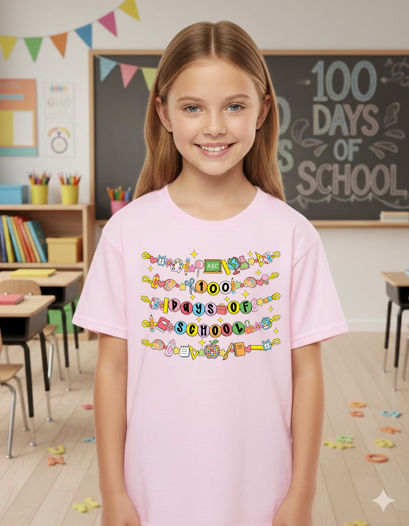 100 Days of School T Shirt Vintage Student Teacher Shirt for Kids Girls Boys Women Men Classroom Learning Tee