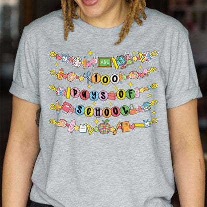 100 Days of School T Shirt Vintage Student Teacher Shirt for Kids Girls Boys Women Men Classroom Learning Tee