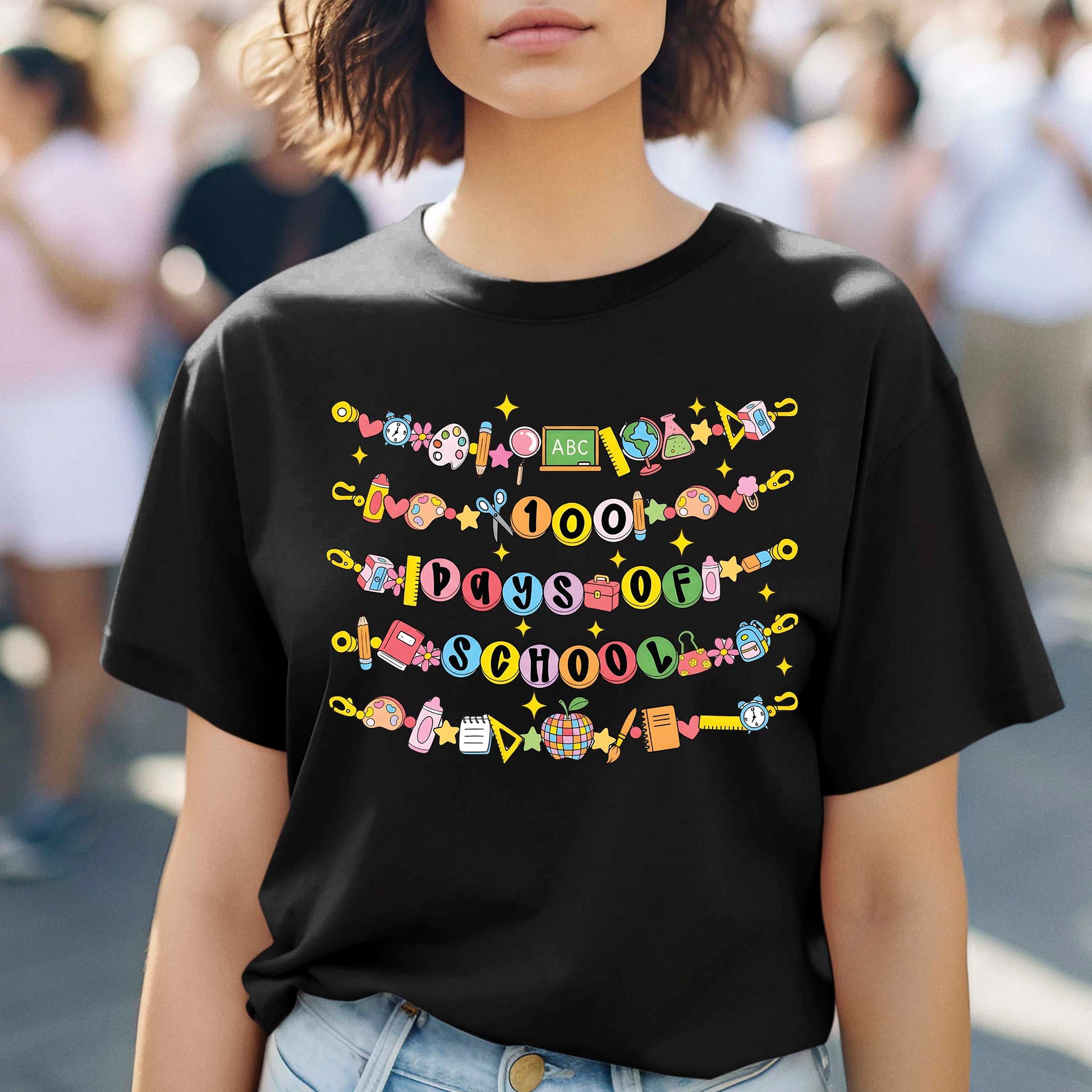 100 Days of School T Shirt Vintage Student Teacher Shirt for Kids Girls Boys Women Men Classroom Learning Tee