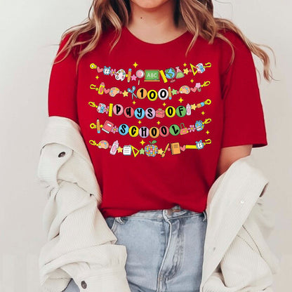 100 Days of School T Shirt Vintage Student Teacher Shirt for Kids Girls Boys Women Men Classroom Learning Tee