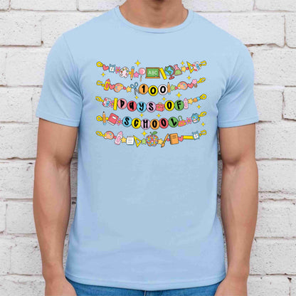 100 Days Of School DTF Transfer Ready to Press Retro Heat Application Theme UV Sticker Prints Vintage Student DIY Shirt Decal Iron On Graphic