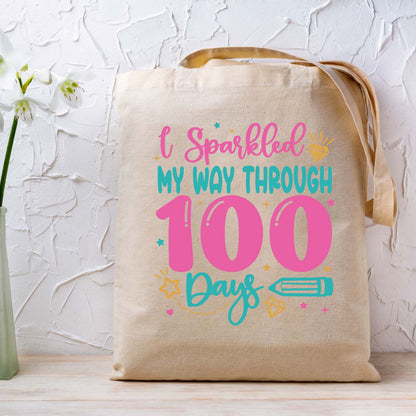 100 Days of School Girl 100th Day DTF Transfer, Ready to Press Heat Transfer for Shirts, Fun 100 Days of School Girls Design, UV Sticker