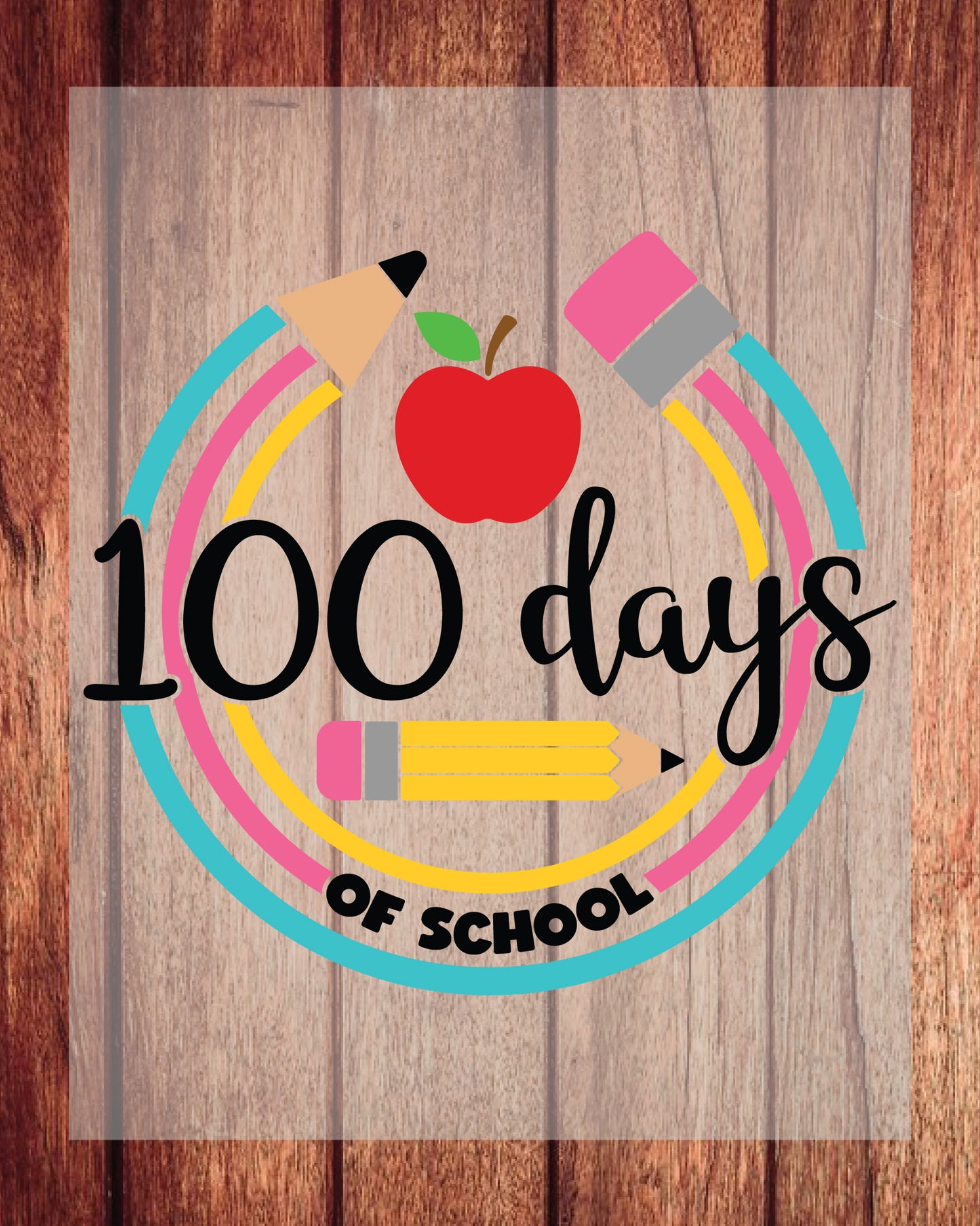 100 Days of School Pencil DTF Transfer Sheets