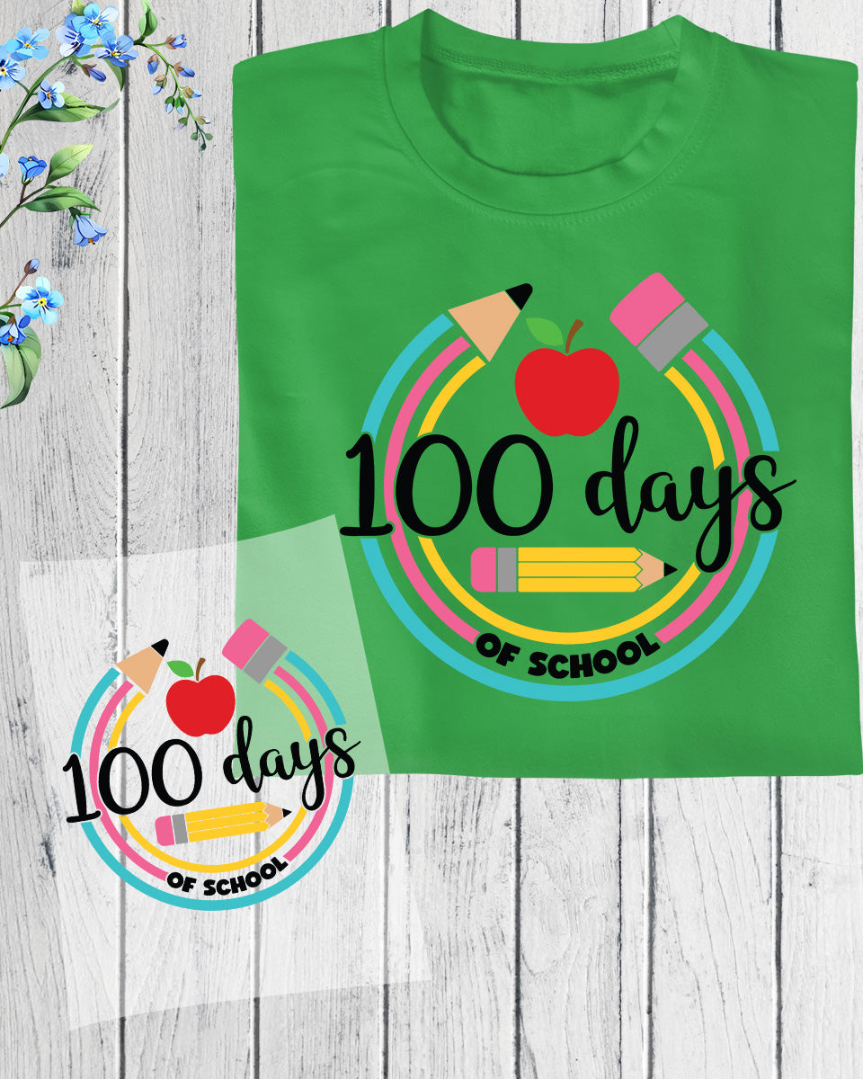 100 Days of School Pencil DTF Transfer Sheets