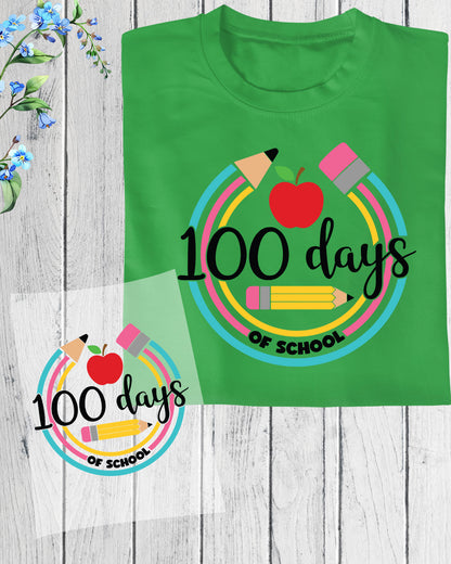 100 Days of School Pencil DTF Transfer Sheets