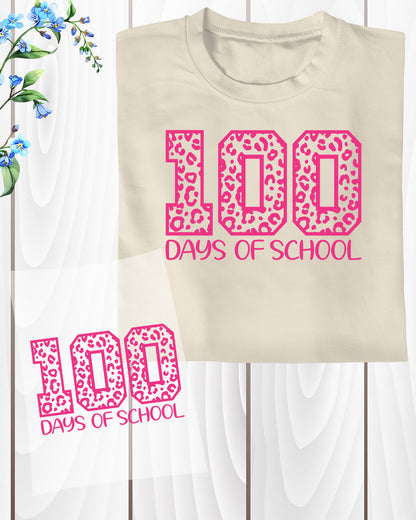100 Days of School Pink DTF Transfers Ready To Press