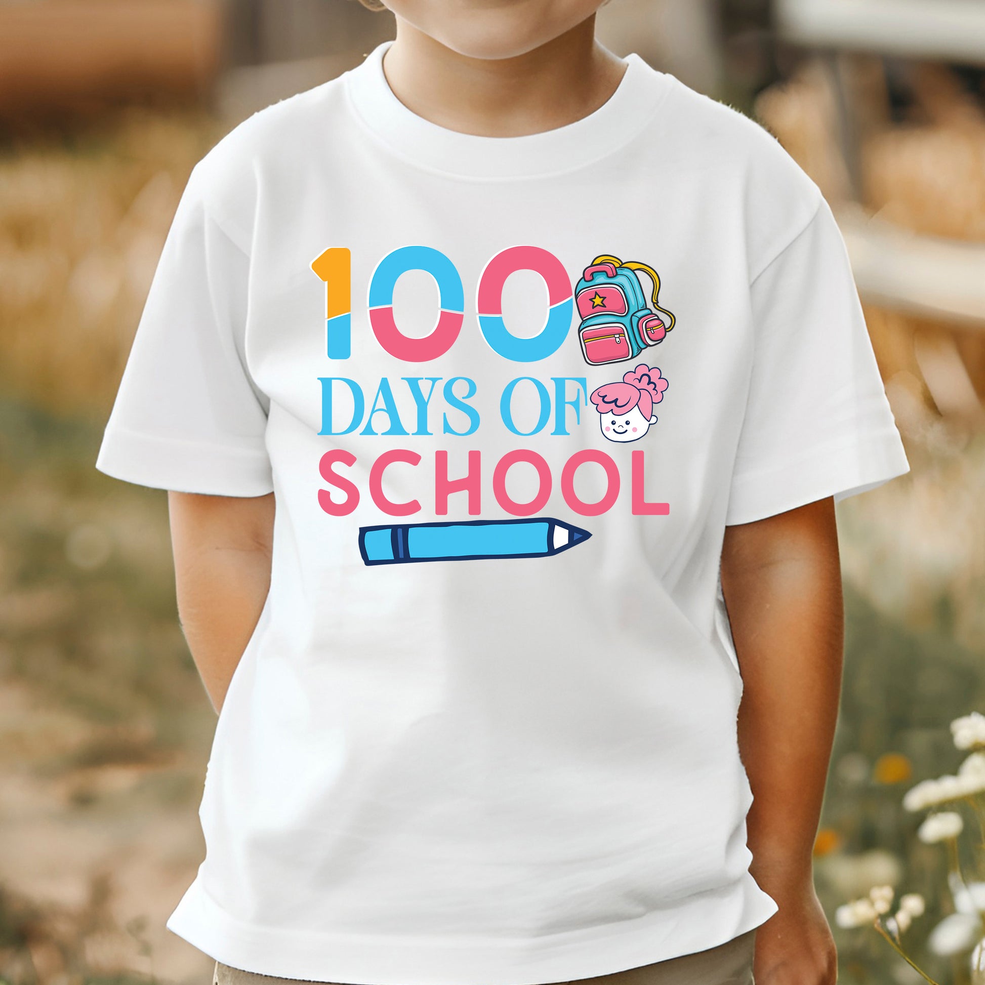 100 Days of School Sublimation DTF Transfer, Ready to Press Heat Transfer for Shirts, Fun 100 Days of School Design, UV Sticker