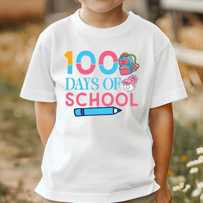 100 Days of School Sublimation DTF Transfer, Ready to Press Heat Transfer for Shirts, Fun 100 Days of School Design, UV Sticker