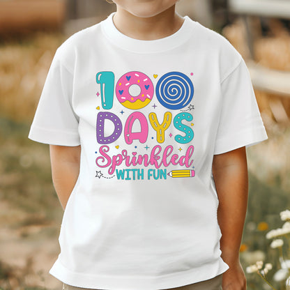 100 Days of School Sublimation DTF Transfer, Ready to Press Heat Transfer for Shirts, Fun 100 Days of School Design, UV Sticker